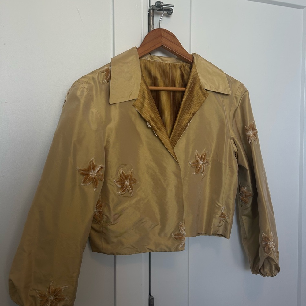 Vintage Thai Silk Embroidered Jacket and Bubble Skirt Size 6